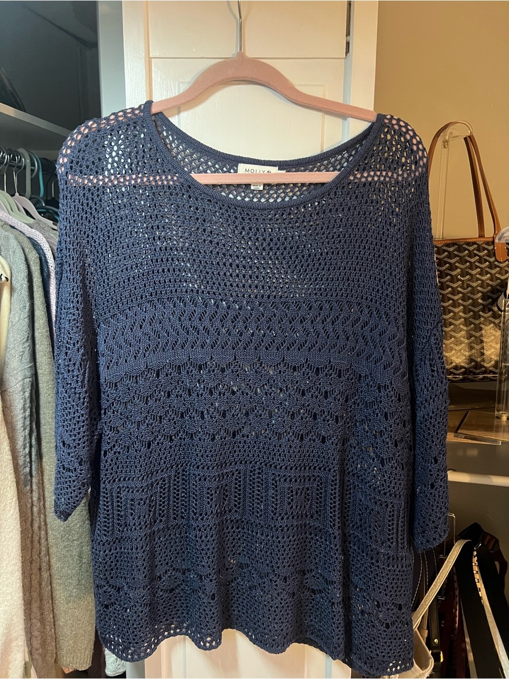 Navy Crochet Swim Cover-Up